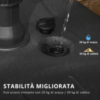 Outsunny Base per Ombrellone da Giardino in HDPE, Base per Ombrellone con Maniglia, Supporto per Pali Ø38mm, Riempibile con 20 kg di Acqua e 30 kg di Sabbia, per Giardino Piscina, Nero(m-4)