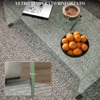 HOMCOM Tavolino in Vetro Temperato Moderno da Salotto con Design Monoblocco, 100x50x35 cm, Trasparente(m-4)