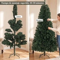 HOMCOM Árbol de Navidad Artificial 200 cm con 1000 Ramas Base Plegable Diseño por Secciones Fácil de Montar Verde(m-7)