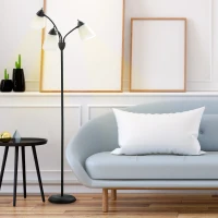 HOMCOM Arc Tree Floor Lamp with 3 Adjustable Rotating Lights, Industrial Standing Lamp with Steel Frame for Bedroom Living Room, 155cm, Black(m-9)