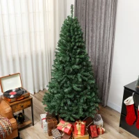 HOMCOM Árbol de Navidad Artificial 200 cm con 1000 Ramas Base Plegable Diseño por Secciones Fácil de Montar Verde(m-9)