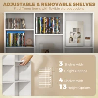HOMCOM 835 CD/500 DVD Storage Unit, Blu-ray Media Storage Shelf with 27 Compartments and 21 Adjustable Shelves, White(m-5)