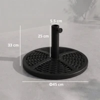Outsunny Base per Ombrellone da Giardino Rotonda Effetto Rattan Ø45cm Peso da 9.5kg, Nero(m-3)