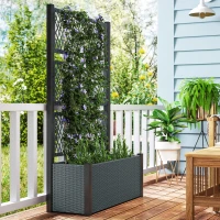 Outsunny Garden Planter Box with Trellis, Liner for Climbing Plants, Vegetables, Flowers, 90 x 35 x 148 cm, Charcoal Grey(m-10)