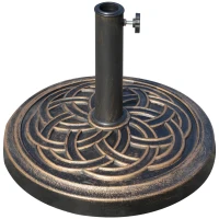 Outsunny Base per Ombrellone Rotonda da 12kg in Resina con Decorazione, per Pali da 38mm e 48mm, Φ45x33cm, Bronzo(m-1)