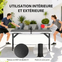 SPORTNOW Mini Table de Ping-Pong Pliable Extérieur Intérieur avec 2 Raquettes en Bois Massif 3 Balles et Filet 152x76x70cm Noir(m-6)