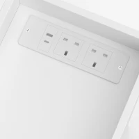 HOMCOM Slim Bedside Table Set of 2 with Charging Station, Narrow Bedside Cabinet with Adjustable Shelf, White(m-10)