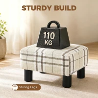 HOMCOM Linen Fabric Footstool Ottoman Cube with 4 Plastic Legs, Multi-colored(m-5)