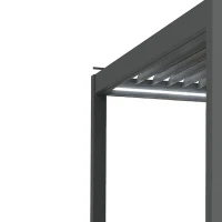 Outsunny 3 x 3(m) Electric Louvered Pergola with LED Lights, Aluminium Pergola Hardtop Gazebo with Remote, Adjustable Roof and Drainage System, Water and UV Proof(m-20)