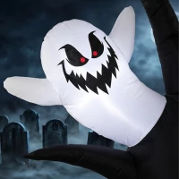 Outsunny 8 FT Halloween Inflatable Spooky Tree, Blow Up Decoration with Ghost and Pumpkin for Garden Indoor Outdoor Decor(m-10)