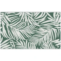 Outsunny Tapis d'extérieur réversible motif feuilles vertes tropical - polypropylène haute densité 310 g/m² dim. 152L x 243l cm(m-1)