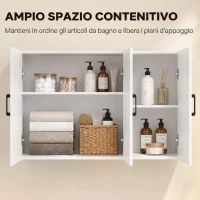 HOMCOM Mobile Bagno da Parete con 3 Ante, Ripiano Regolabile, per Soggiorno e Ingresso, Salvaspazio, 90x30x60 cm, Bianco(m-4)