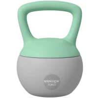 SPORTNOW Kettlebell 10kg Haltère avec Poignée Antidérapante pour Fitness Musculation Cardio, Gris et Vert(m-12)