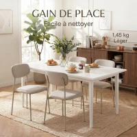 HOMCOM Lot de 2 chaises de salle à manger modernes, chaises de cuisine empilables en tissu effet lin, marron clair(m-8)