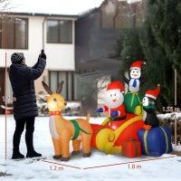 Outsunny 6ft Inflatable Santa Sleigh Decoration, with Accessories(m-3)
