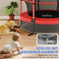 HOMCOM Trampolin für Kinder, Ø163 cm, mit Sicherheitsnetz, für drinnen und draußen, Belastung bis 50 kg, Stahl, Kunststoff, Rot(m-5)