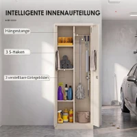 HOMCOM Besenschrank Mehrzweckschrank aus Stahl Vorratsschrank mit Staubsaugerfach & Verstellbaren Einlegeböden 60 x 40 x 165 cm(m-5)
