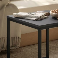 HOMCOM Lot de 2 tables basses gigognes carrées, tables gigognes de salon avec cadre en acier, style moderne, noir(m-9)