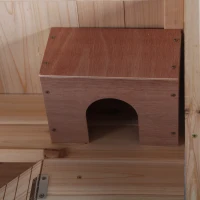 PawHut Wooden Hamster Cage, Mice Rodent Small Animals Kit Hutch, 3 Tiers Exercise Play House, with Wheels, Bottom Tray, 99 x 50 x 69 cm, Natural Wood(m-7)