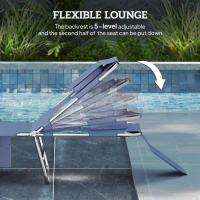 Outsunny 5-Position Adjustable Sun Lounger with Reading Hole and Side Pocket, Grey(m-4)