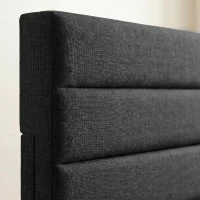 HOMCOM Cama Matrimonial 164x208 cm en Tejido Efecto Lino con Cabecero Regulable Negro(m-6)