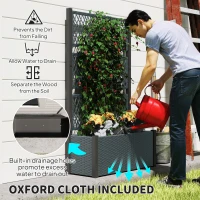 Outsunny Garden Planter Box with Trellis, Liner for Climbing Plants, Vegetables, Flowers, 90 x 35 x 148 cm, Charcoal Grey(m-6)