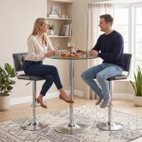 HOMCOM Bar Stools Modern PU Leather Adjustable Breakfast Bar Stools Backrest Set of 2 Grey(m-8)