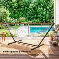 Outsunny Supporto per Amaca 330-360 cm in Metallo con Bordi in Gomma, 360x92x112 cm, Nero(m-8)