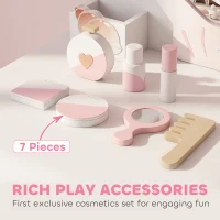 AIYAPLAY Kids Vanity Set, Kids Dressing Table with Chair, Acrylic Mirror, Lighted Bulbs, 7-Piece Accessories, for 3-8 Years, Pink(m-5)