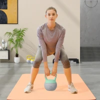 SPORTNOW Kettlebell 10kg Haltère avec Poignée Antidérapante pour Fitness Musculation Cardio, Gris et Vert(m-10)