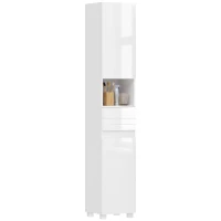 HOMCOM Mobiletto Bagno Alto Lucido con Cassetto e Ripiani Regolabili(m-11)