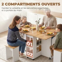 HOMCOM Ensemble table salle à manger pliante avec 4 chaises, table de cuisine avec chaises pour 4 personnes, roulettes, chêne(m-6)