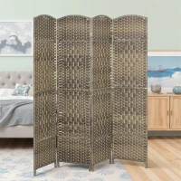 HOMCOM Paravent intérieur en bois 4 panneaux séparateur de pièce pliable pour salon chambre 180 x 180 cm chêne foncé(m-2)