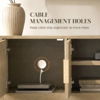 HOMCOM Meuble TV 140 cm, Meuble Télé pour Téléviseur jusqu'à 60 Pouces, 4 Portes Cannelées et Étagères Réglables, Chêne(m-8)