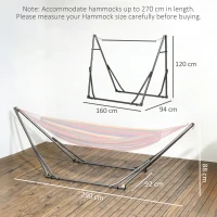 Outsunny Foldable Hammock Stand, Portable Hammock with Metal Frame, 2 in 1 Hammock Net Stand, Clothes Drying Rack, Load Capacity 120kg, for Patio, Garden, Yard, Black(m-3)