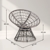 Outsunny 360° Swivel Rattan Moon Bowl Chair Round Lounge Garden Wicker Basket Seat with Padded Cushion Oversized for Outdoor Indoor, Beige(m-3)