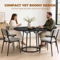 HOMCOM Dining Table Space Saving Kitchen Table Spliced Tabletop Conical Metal Base 120 cm Round Black(m-5)