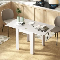 HOMCOM Mesa de Comedor Extensible para 4-6 Personas en Madera y Acero 140x80x77,5 cm Blanco(m-2)
