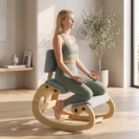 HOMCOM Scaun ergonomic pentru genunchi, scaun-genunchi cu spătar, aspect corduroy, scaun de birou pentru acasă, birou, meditație, gri închis(m-5)