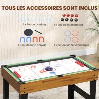 SPORTNOW Table multijeux 13 en 1, table de jeu baby-foot, billard, ping-pong, 121x109x80cm, pour enfants et adultes, noyer clair(m-11)