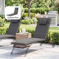 Outsunny Garden Sun Lounger Cushion Replacement Soft Sunbed Reclining Chair Relaxer Pad with Pillow, Cushion ONLY - Grey(m-9)