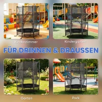 HOMCOM Trampolin für Kinder, Ø163 cm, mit Sicherheitsnetz, In- und Outdoor, Belastung bis 50 kg, Stahl, Kunststoff, Schwarz(m-8)