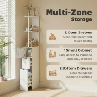 HOMCOM Slim Bathroom Storage Cabinet with Drawers, Tall Bathroom Cupboard with 2-Tier Shelf, White(m-5)