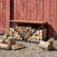 Outsunny Portalegna 2 in 1 rialzato con ripiano divisorio e tavolino, 98x28x50 cm(m-5)