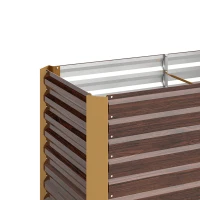 Outsunny Lot de 2 lits de jardin surélevés carrés potagers cadre en acier galvanisé fond ouvert 120 x 60 x 60 cm effet bois marron(m-13)