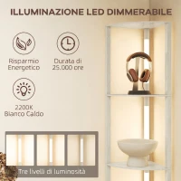 HOMCOM Lampada da Terra con 4 Ripiani, Luce LED Regolabile su 3 Livelli, 4 Ripiani, 41x29.5x163.5 cm, Rovere(m-5)
