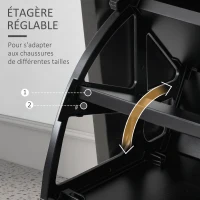 HOMCOM Ensembles 3 en 1 de meuble d'entrée vestiaire avec panneau porte-manteau, miroir et banc à chaussures noir(m-6)