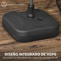 Outsunny Base de Sombrilla Parasol de Playa Pies Soporte de Sombrilla Patio Jardín Lleno de Agua de 20 kg y Arena de 30 kg 46x45x26cm HDPE Negro(m-6)
