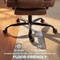 HOMCOM Executive Office Chair, Leathaire Big and Tall Office Chair 180 kg with Wide Seat, Reclining, Lumbar Support, Brown(m-7)