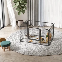 PawHut Luxe parc enclos modulable acier 4 panneaux et 1 porte pour chiens, lapins, rongeurs, petits animaux, intérieur et extérieur 125L x 70H cm noir(m-9)